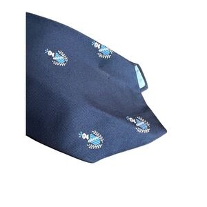 Vintage Wembley Navy Heraldic Crest Necktie Blue Pattern 57" x 4" Classic Retro